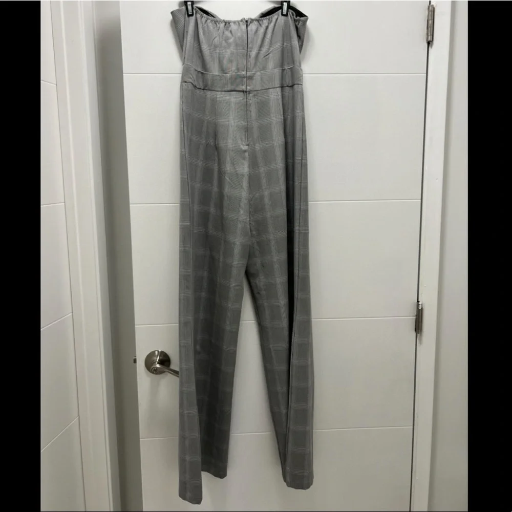 Grey Plaid Jumpsuit - Picture 3 of 5